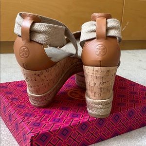 Tory Butch Peep Toe Cork Wedges